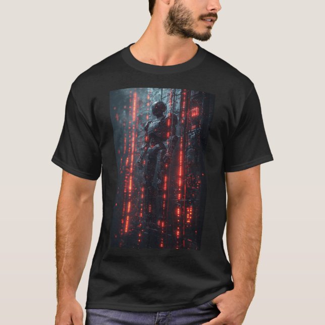 T-shirt Sentinelle Cybernétique : Un Androïde Futuriste (Devant)