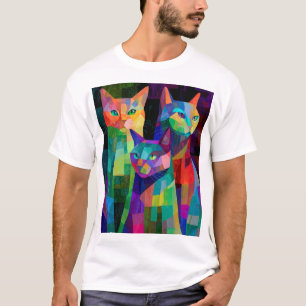 T-shirt Sentinelles félin cubistes