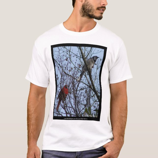 T-shirt Sentinels Blue Jay et Cardinal par Lee Hiller (Devant)