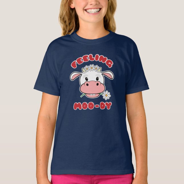 T-shirt Sentir Moo-dy | Citation de vaches de caricature m (Devant)