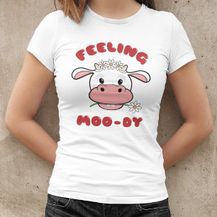 T-shirt Sentir Moo-dy Citation de vaches de caricature m