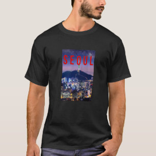 T-shirt Séoul Ville Corée du Sud Vie nocturne Ville Skylin