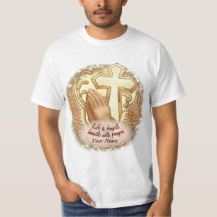T-shirt Sepia Prayer Mains Christian