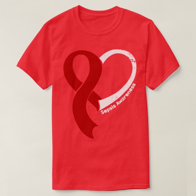 T-shirt Sepsis Sensibilisation Hope Love Heart Ribbon Bonn (Design devant)