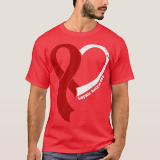 T-shirt Sepsis Sensibilisation Hope Love Heart Ribbon Bonn