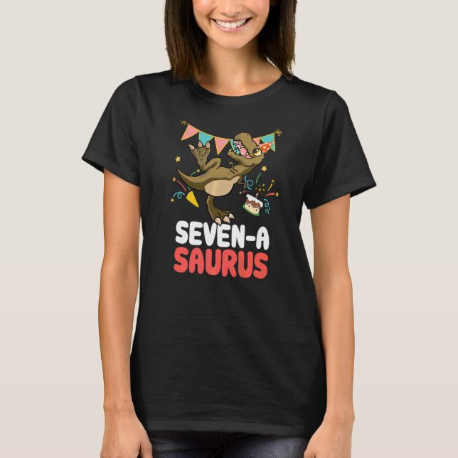 T-shirt Sept A Saurus Dinosaur Cute Kiddo Rex (Devant)