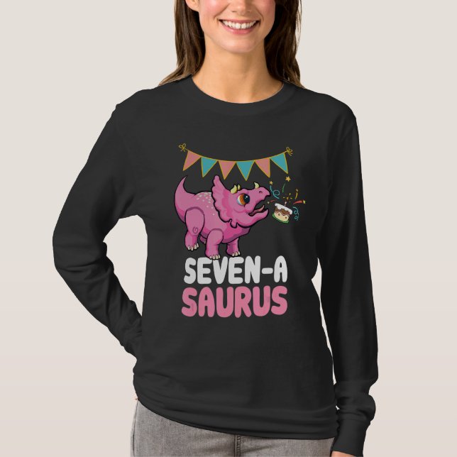 T-shirt Sept A Saurus Dinosaur Cute Kiddo Tricératops 1 (Devant)