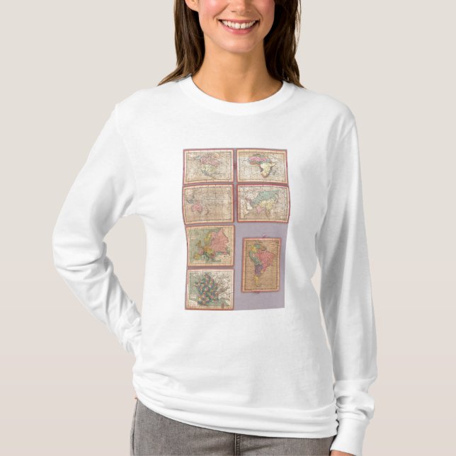 T-shirt Sept cartes de puzzle du monde (Devant)