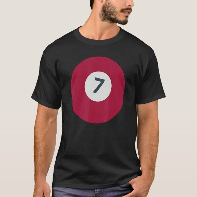 T-shirt Sept Équipe Numéro 7 Lucky Brown Billard Pot (Devant)