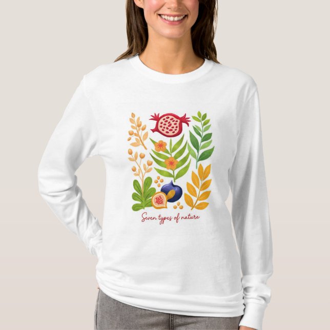 T-shirt Sept Espèces d'Israël – Illustrations Botaniques M (Devant)