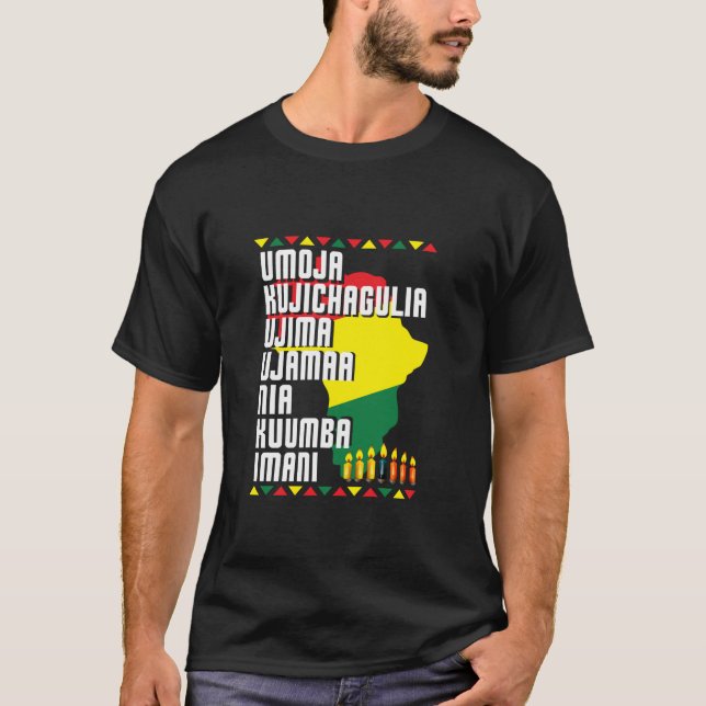 T-shirt Sept principes de Kwanzaa Carte africaine Hommes F (Devant)