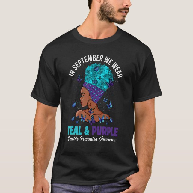 T-shirt September We Wear Teal Purple Suicide Prevention A (Devant)