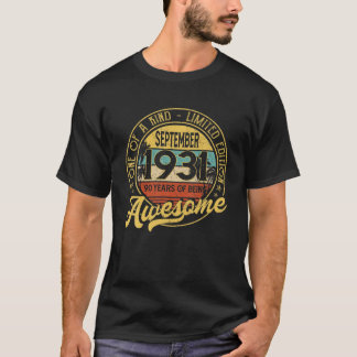 T-shirt Septembre 1931 90E Cadeau Anniversaire Hommes De 9