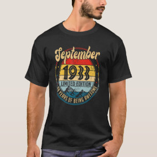 T-shirt Septembre 1933 89e anniversaire 89 ans