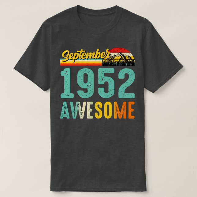 T-shirt Septembre 1952 Chemise Cadeau Anniversaire Vintage (Design devant)