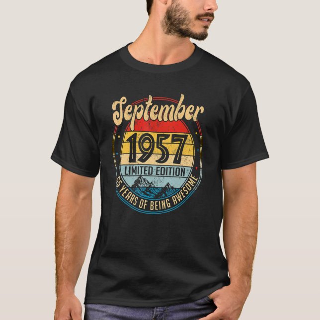 T-shirt Septembre 1957 65e anniversaire 65 ans (Devant)