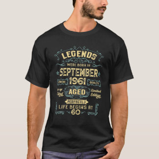 T-shirt Septembre 1961 60E Cadeau Anniversaire 60 Ans Homm