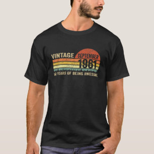 T-shirt Septembre 1961 Cadeau Vintage 60E Anniversaire 60 