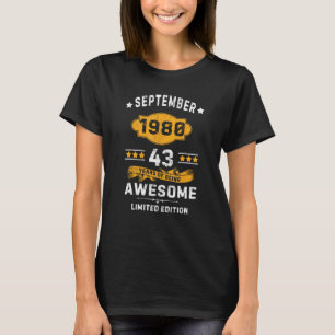 T-shirt Septembre 1980 43 Année D'Être Génial