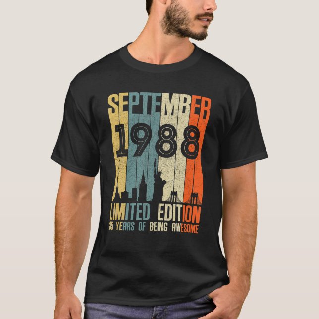T-shirt Septembre 1988 35 Anniversaire 35 Anniversaire 198 (Devant)