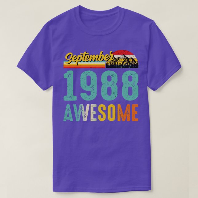 T-shirt Septembre 1988 Chemise Cadeau Anniversaire Vintage (Design devant)