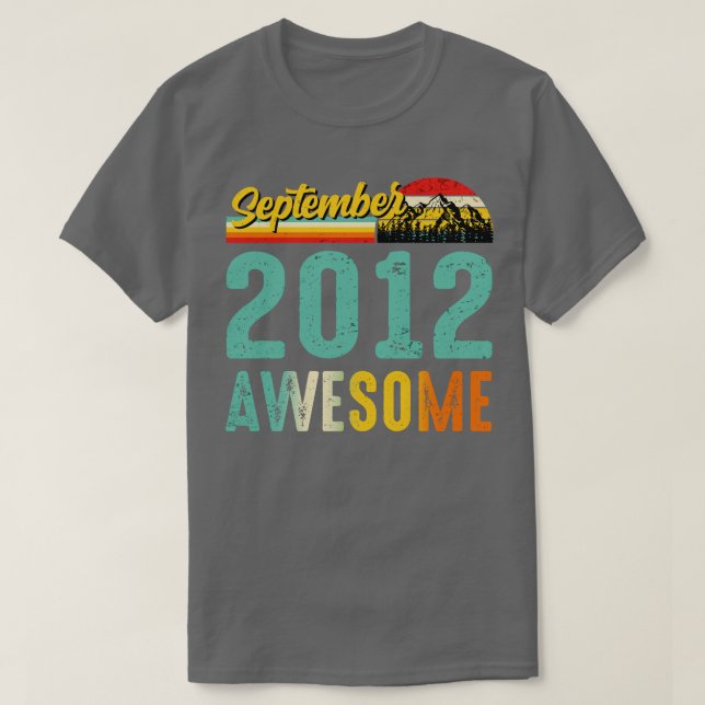 T-shirt Septembre 2012 Cadeau Anniversaire Chemise Vintage (Design devant)