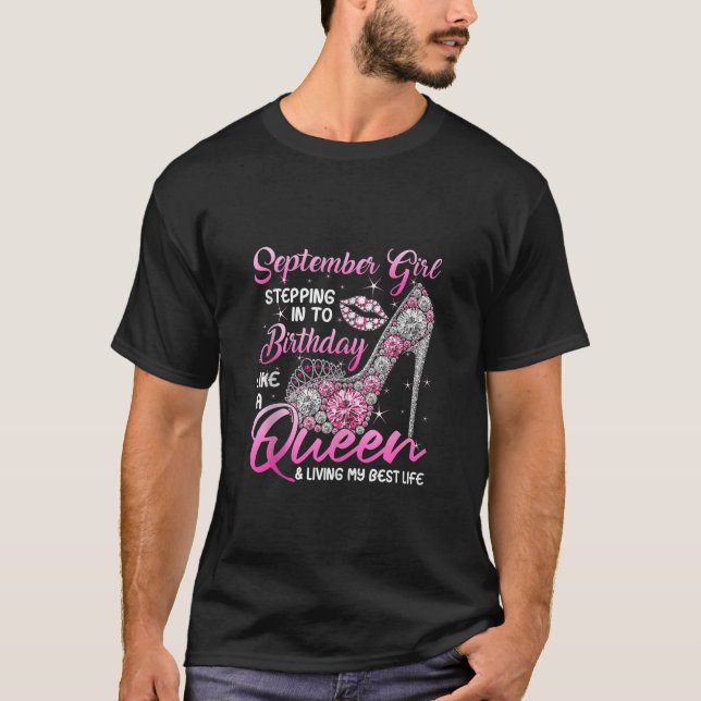 T-shirt Septembre Fille entrer dans mon anniversaire comme (Devant)