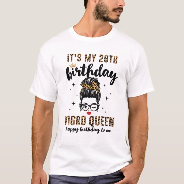 T-shirt Septembre Girl Messy Bun C'est My 26Th Birthday Vi (Devant)