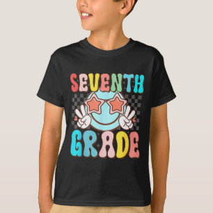 T-shirt Septième année sourire rétro funky visage 7e année