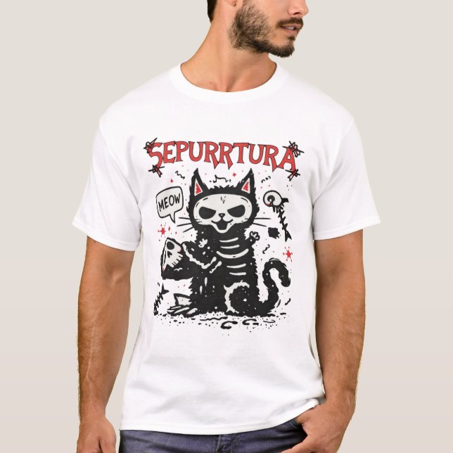 T-shirt Sepurrtura Heavy Metal Cat Illustration (Devant)