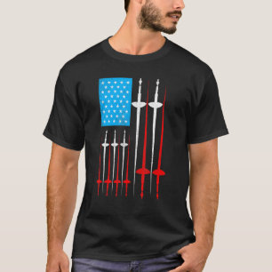 T-shirt Séquence Sabre Fencer drapeau américain Sport patr