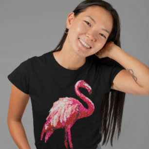 T-shirt Séquin Flamant rose Tropical Imprimé Oiseau rose N