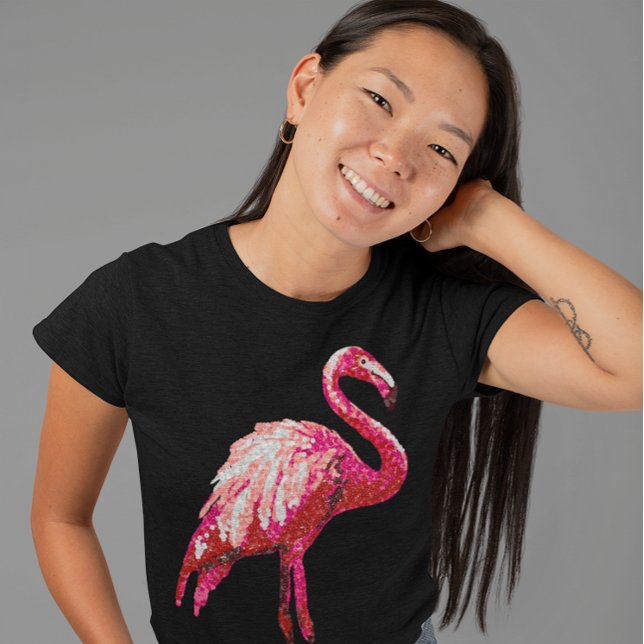 T-shirt Séquin Flamant rose Tropical Imprimé Oiseau rose N (Créateur téléchargé)