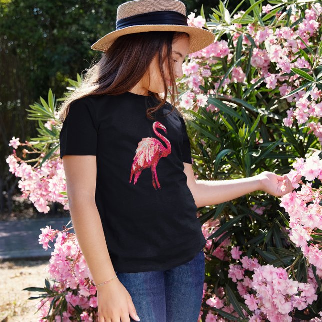 T-Shirt Séquin Imprimé Flamants roses tropicaux Filles (Créateur téléchargé)