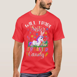 T-shirt Sera Échange Soeur Pour Pâques Bonbons Unicorn Fun