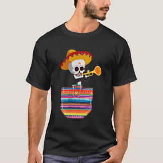 T-shirt Serape de poche de Calaca mexicaine Fiesta Cinco