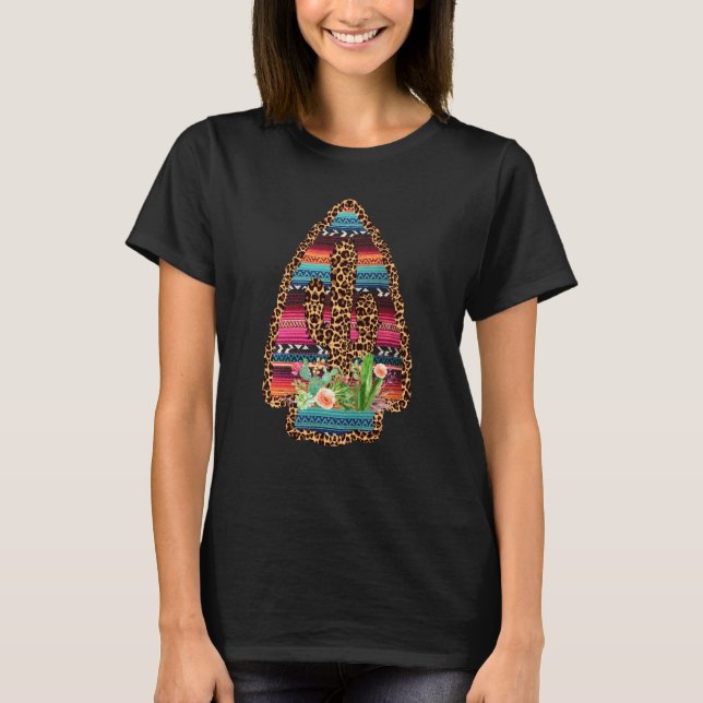 T-shirt Serape Mexicain Occidental Léopard Guépard Cactus  (Devant)