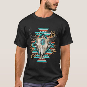 T-shirt Serape Occidentale Aztec Vache crâne Taureau Taure