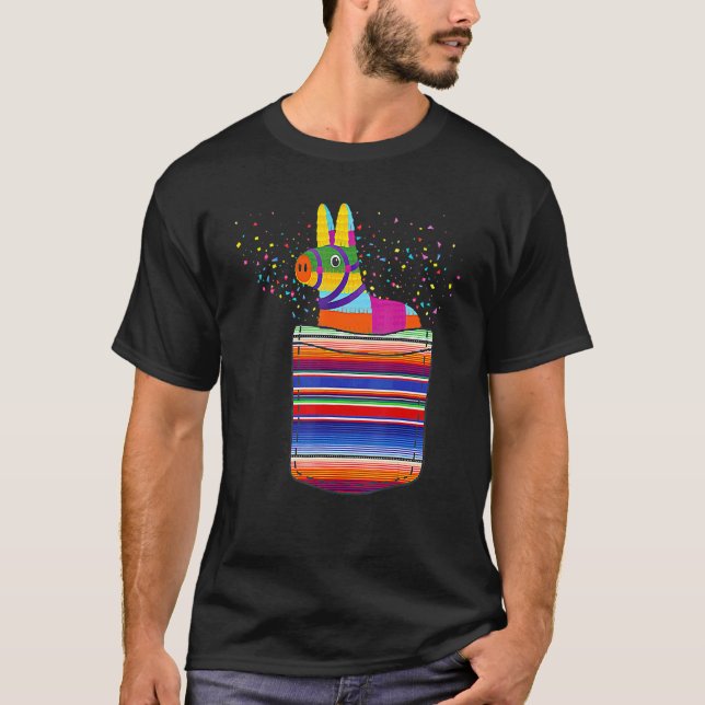 T-shirt Serape Pocket Pinata Mexicaine Peeeout Mexicaine P (Devant)