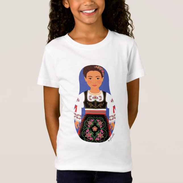 T-Shirt Serbe Brunette Matryoshka (Devant)