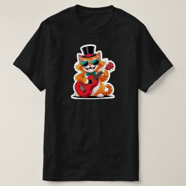 T-shirt Serenade de chat Ukulele (Design devant)