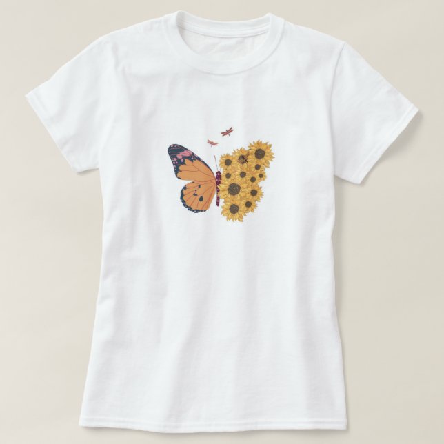 T-shirt Sérénade De Tournesol Avec Design Papillon (Design devant)