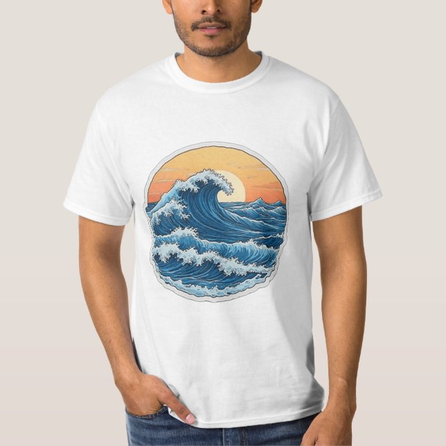 T-shirt Serene Blue Ocean Waves Coastal Art (Devant)
