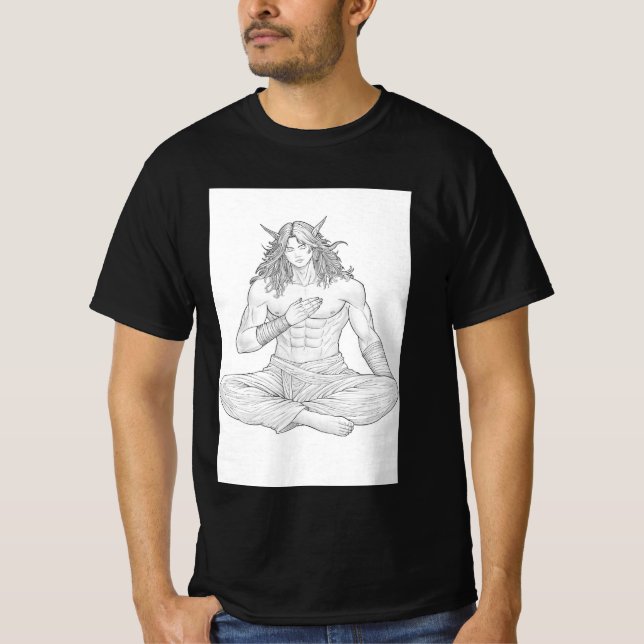 T-shirt Serene Elf Warrior | Fantasy Anime Character Art (Devant)