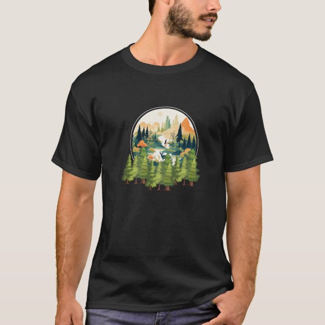 T-shirt Serene Forest Hike & Deer | Le graphique de Nature (Devant)