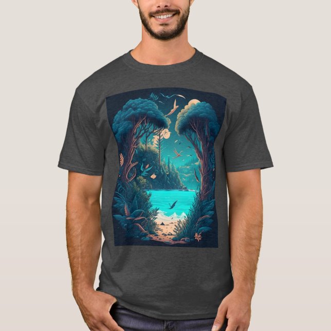 T-shirt Serene Lake in a Dreamy Forest (Devant)