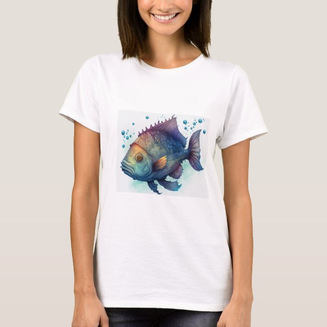 T-shirt "Serene Waters : Conception Artistique de Poisson  (Devant)
