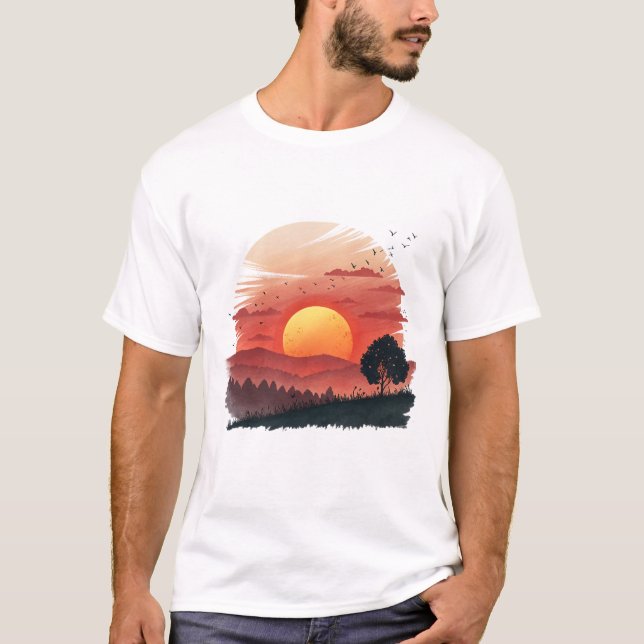 T-shirt Sérénité du coucher de soleil Aesthetic Aq (Devant)