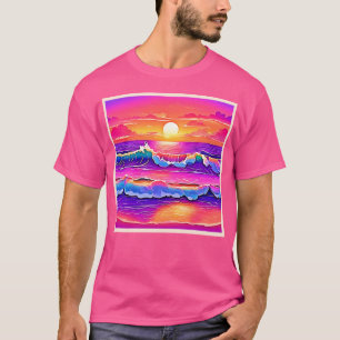 T-shirt Sérénité du coucher de soleil de la vague rétro