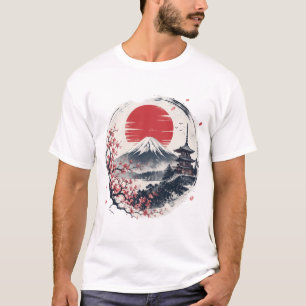 T-shirt Sérénité du coucher de soleil sur le mont Fuji – A